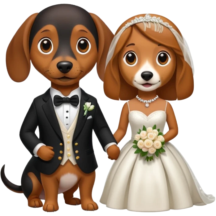 A female dachshund and a male beagle getting married   emoji