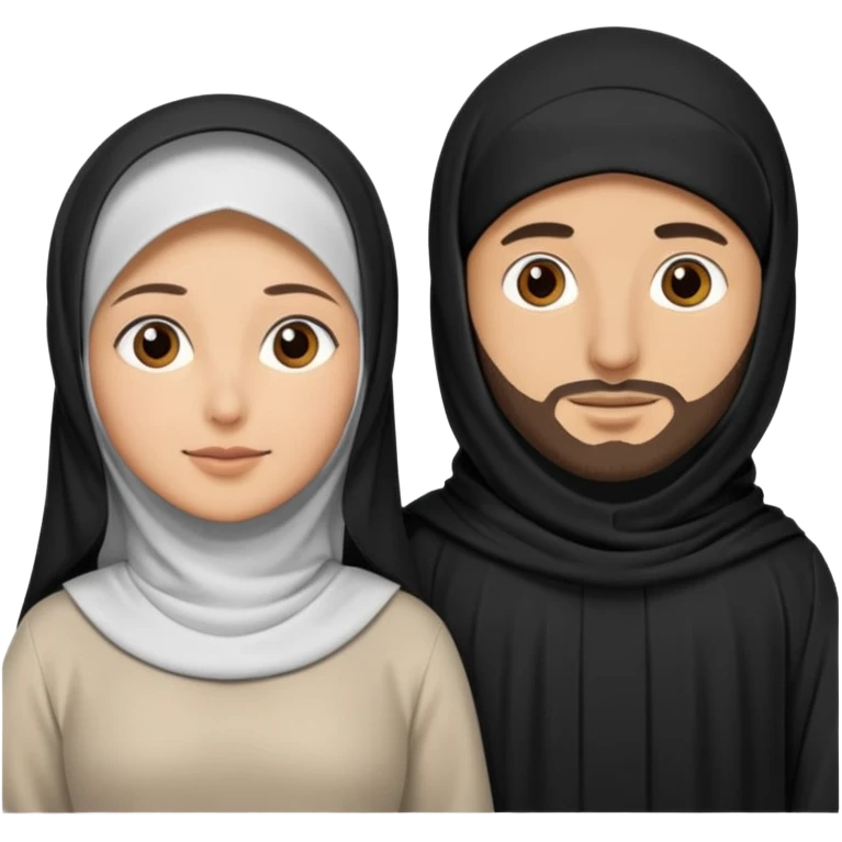 muslim couple, man in thobe woman in burka emoji
