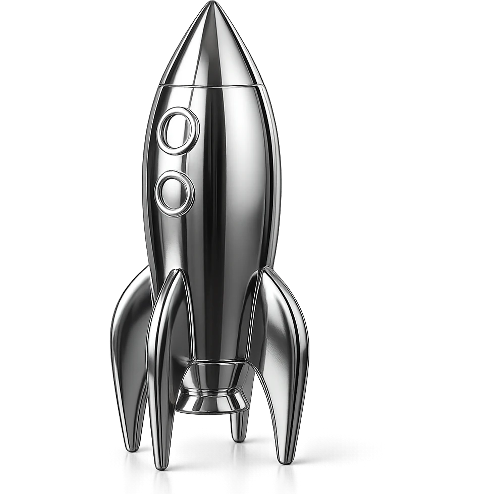 a rocket, chrome style emoji