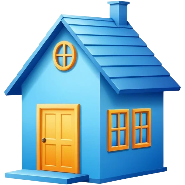 colorful blue house minimal logo emoji