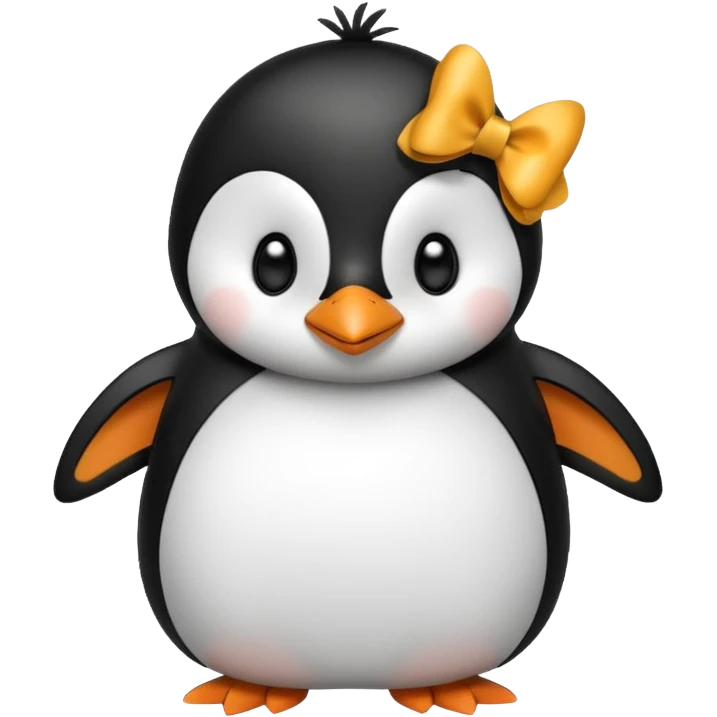 A penguin with a bow next to his head emoji