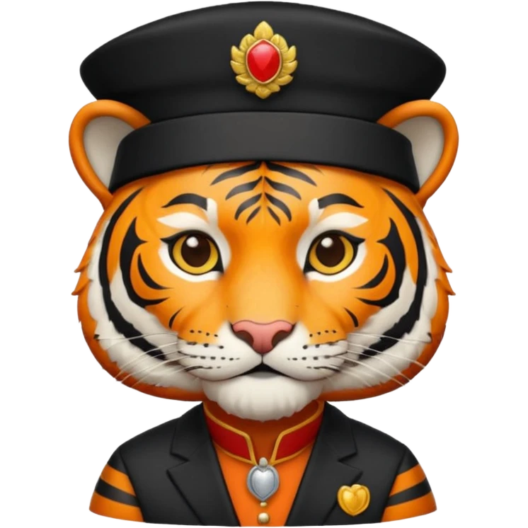 black suited tiger with fes hat emoji