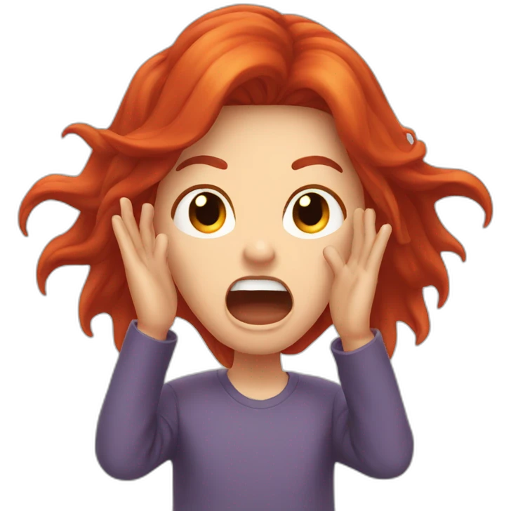 red hair scream hands emoji