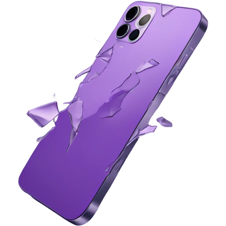 Broken Purple iPhone 14 Pro Max from dropping to the ground emoji