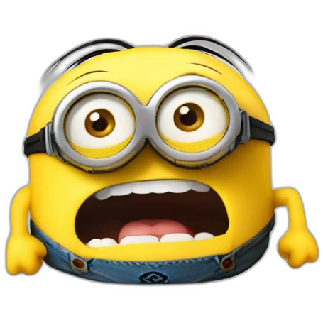 A minion head emoji sticking out its tongue on a transparent background emoji