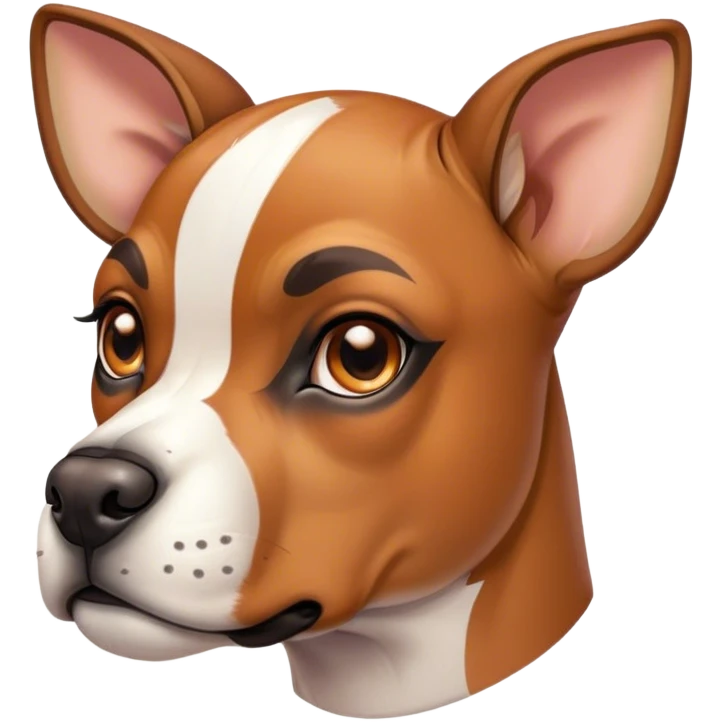 Cinematic Cute Fawn Boxer Portrait Emoji, Head tilted playfully and inquisitively, with a glossy fawn coat highlighted by a white muzzle and chest, round, sparkling brown eyes filled with curiosity, Simplified yet irresistibly adorable features, highly detailed, glowing with a warm, friendly glow, high shine, affectionate and lively, stylized with a touch of whimsy, bright and endearing, soft glowing outline, capturing the essence of a mischievous yet loving pup, so playful it feels like it could bound out of the screen and into your arms! emoji