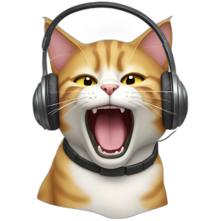 Cat in headphones screaming  emoji