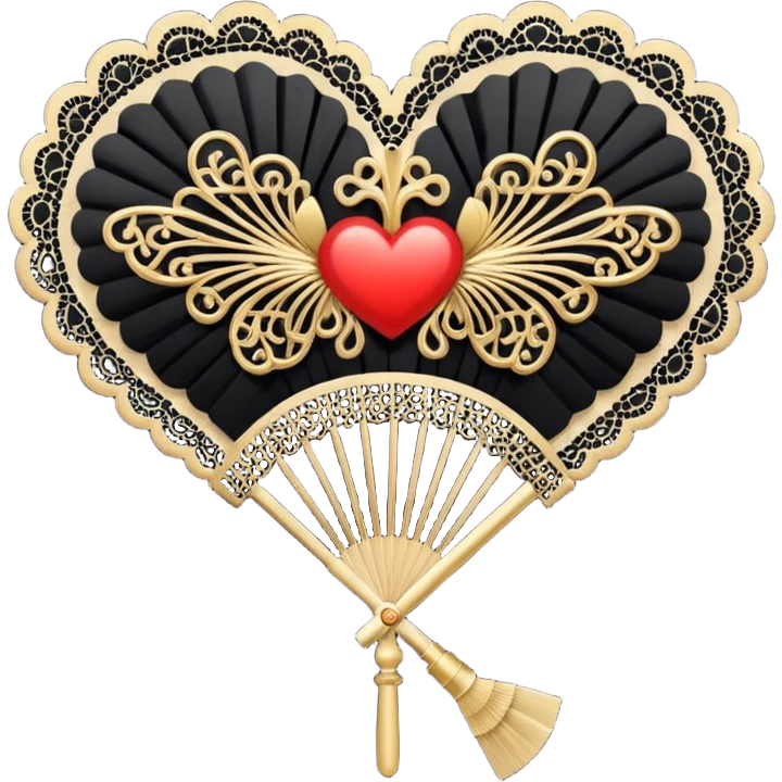 heart with a black lace fan emoji