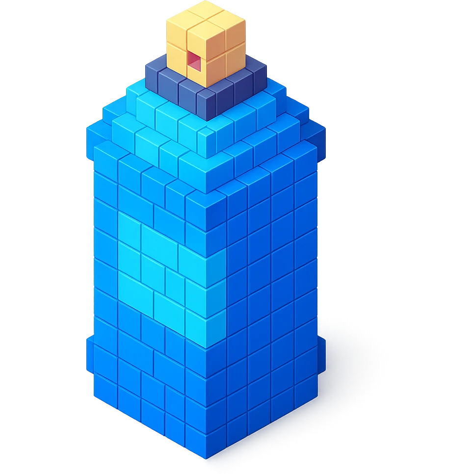 voxel style isometric spray paint can, blue color emoji