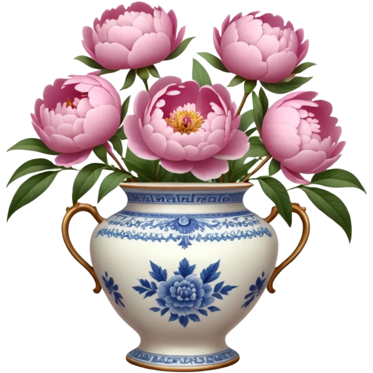 Pink peonies in a vintage vase emoji