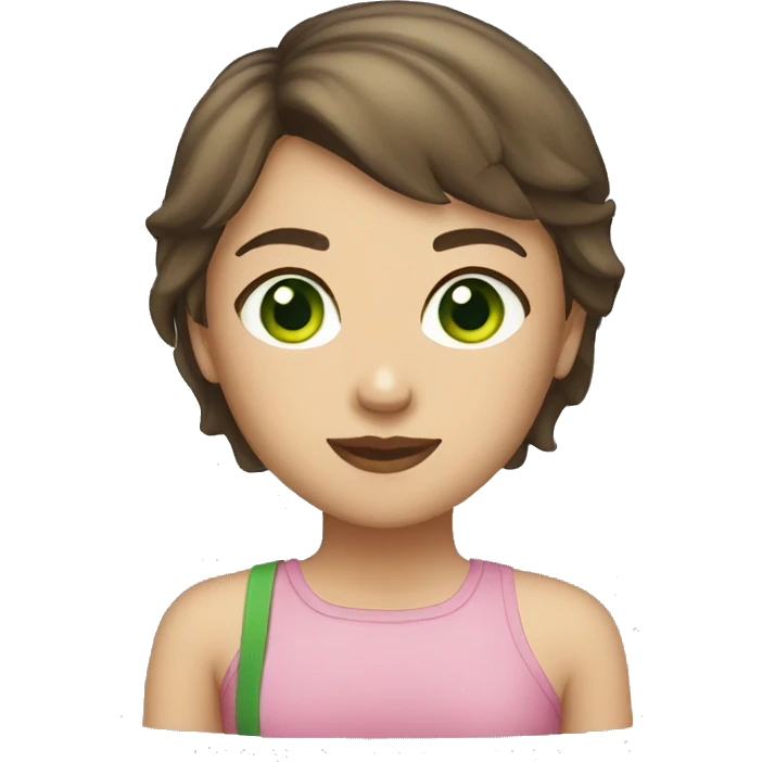 Girl with brunette short cut and green eyes  emoji