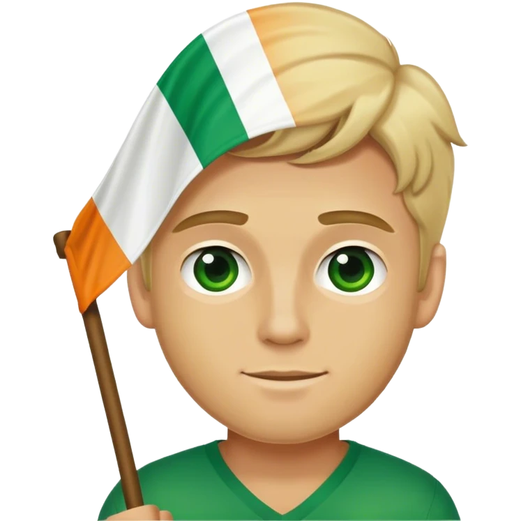 Blonde guy holding an Irish flag  emoji