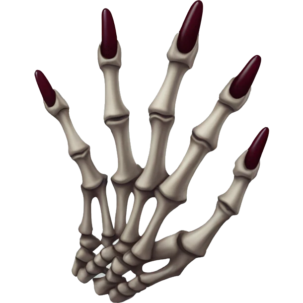 skeleton hand with long maroon nails emoji