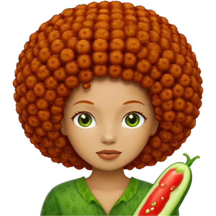 cucumber with redhead afro hair emoji