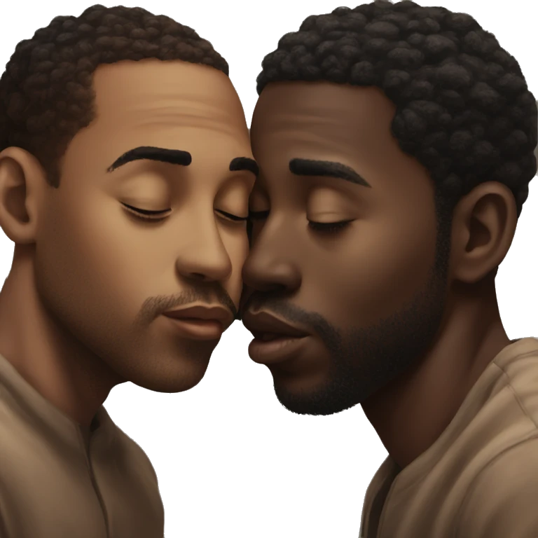 Black men kissing in oil emoji