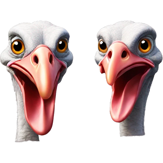 two turkeys heads with necks emoji