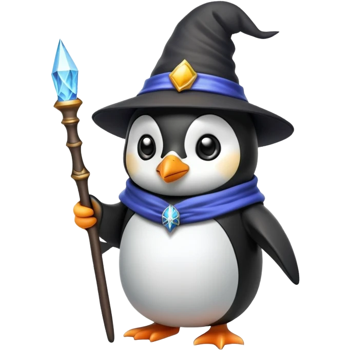 penguin with wizard hat and wand emoji