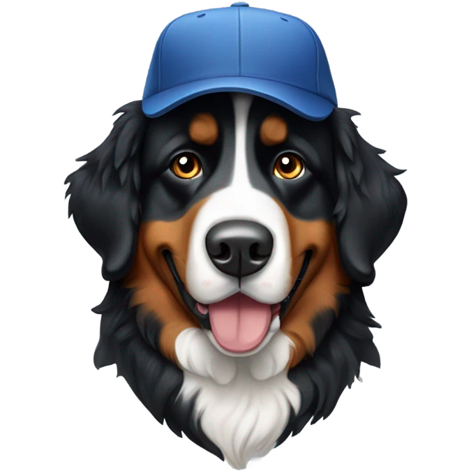 Bernese mountain dog wearing ballcap emoji