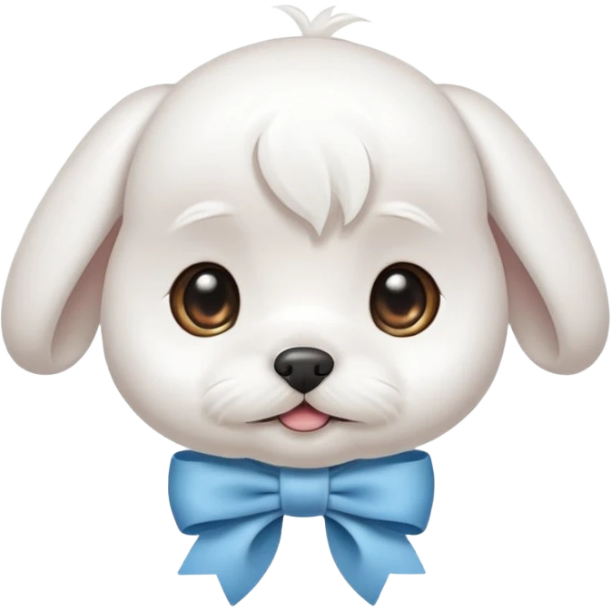 white baby maltese ribbon short ear face emoji