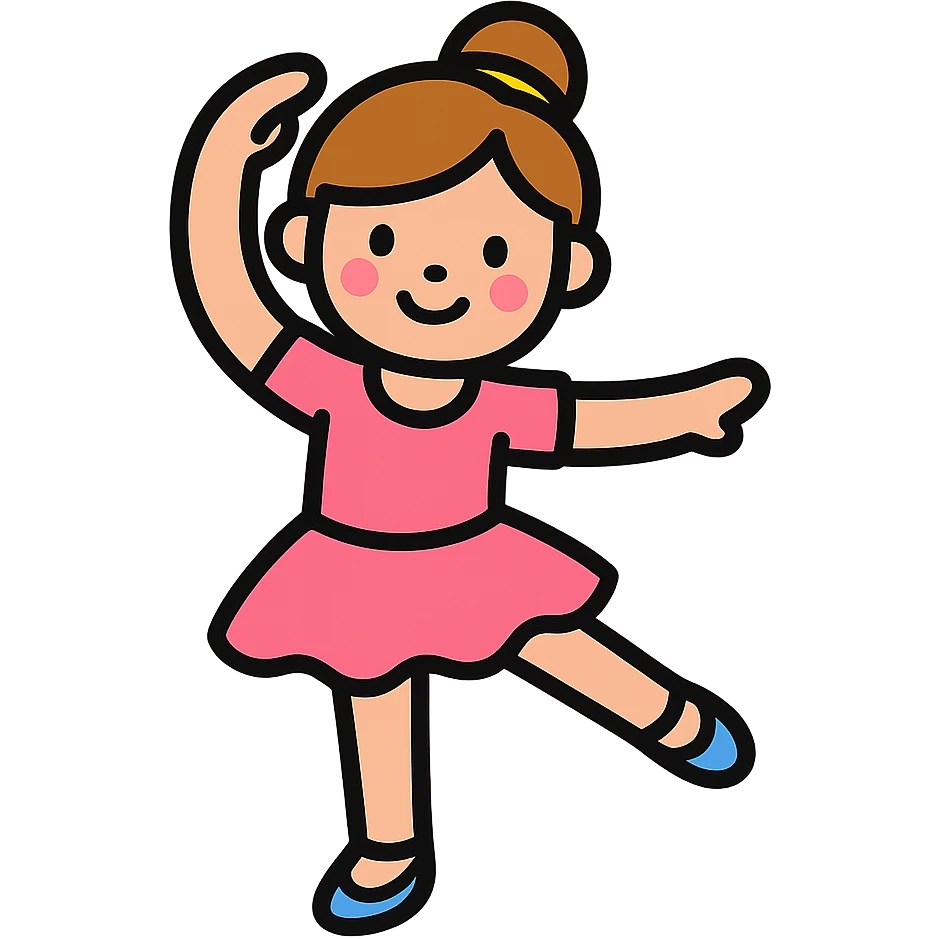 color outline icon of a 5 year old girl doing ballet emoji