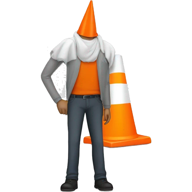 Guy with orange traffic cone instead of his head emoji