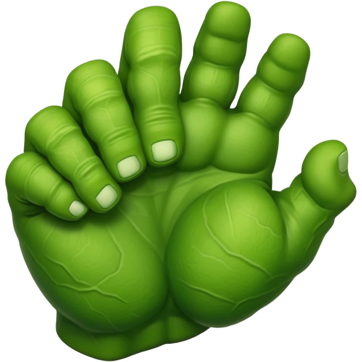 big muscular green cool hulks fist with  4 fingers emoji