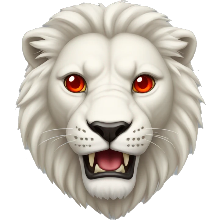 Angry white lion with red eyes  emoji
