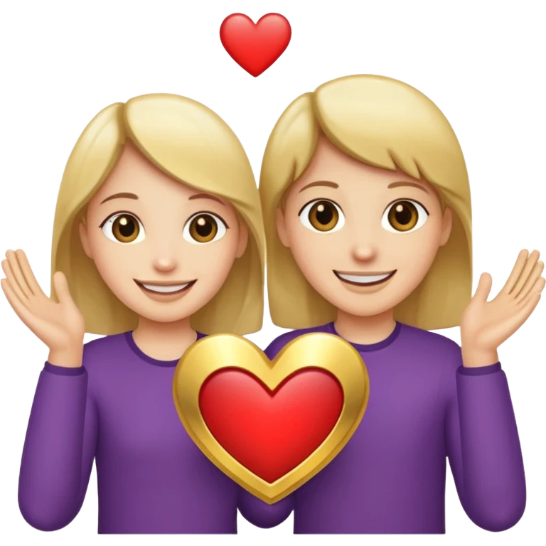 Two people holding half a heart up emoji