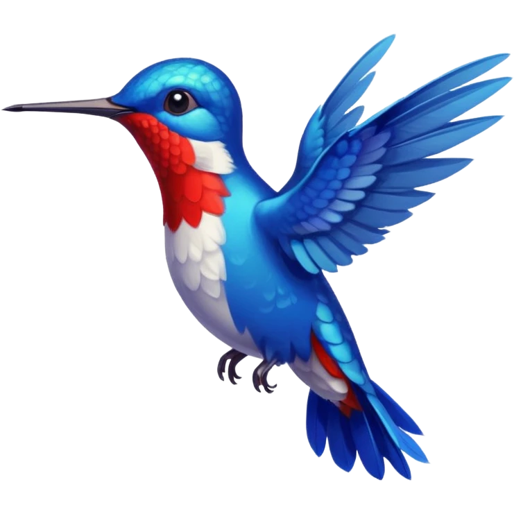 beija-flor com pluma toda azul e apenas o pé vermelho emoji
