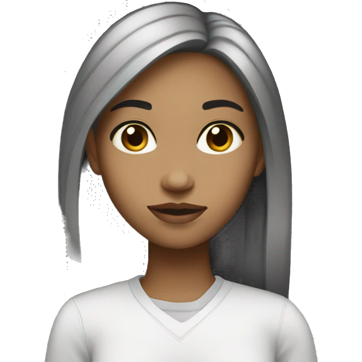 Light skin girl with black straight here emoji