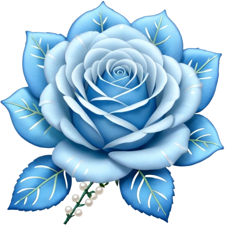 baby blue roses with white pearls and laces emoji