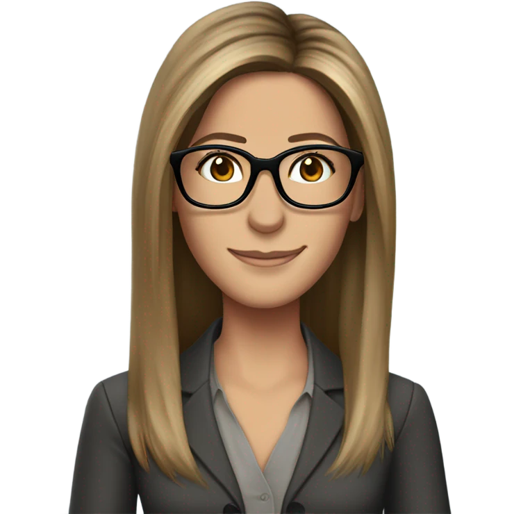 brunette elegant Jennifer Aniston wearing glasses and blue eyes  emoji