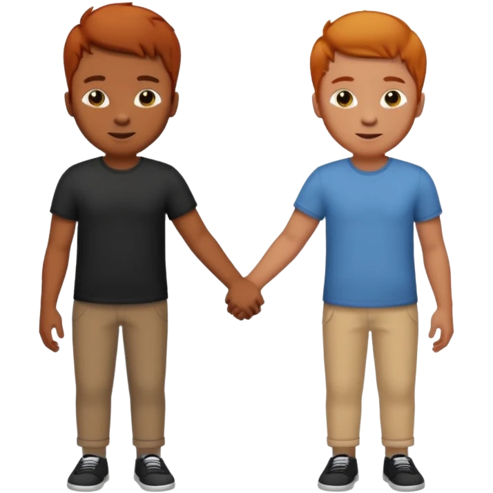 two affectionate Black men with ginger hair, holding hands emoji