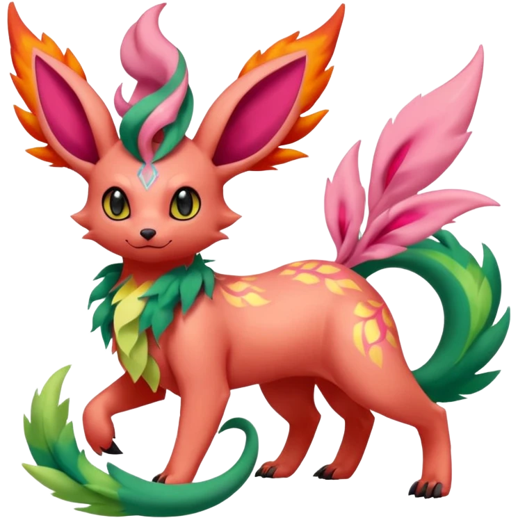 Salandit-Flareon-Leafeon-Sylveon-fusion-Pokémon-hybrid-creature  emoji