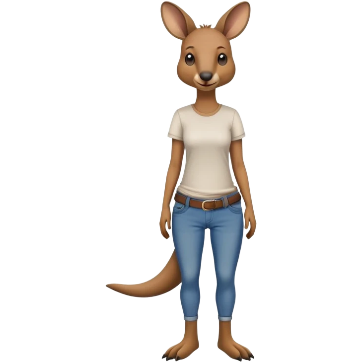 female kangaroo casual clothes jeans t-shirt upright friendly emoji