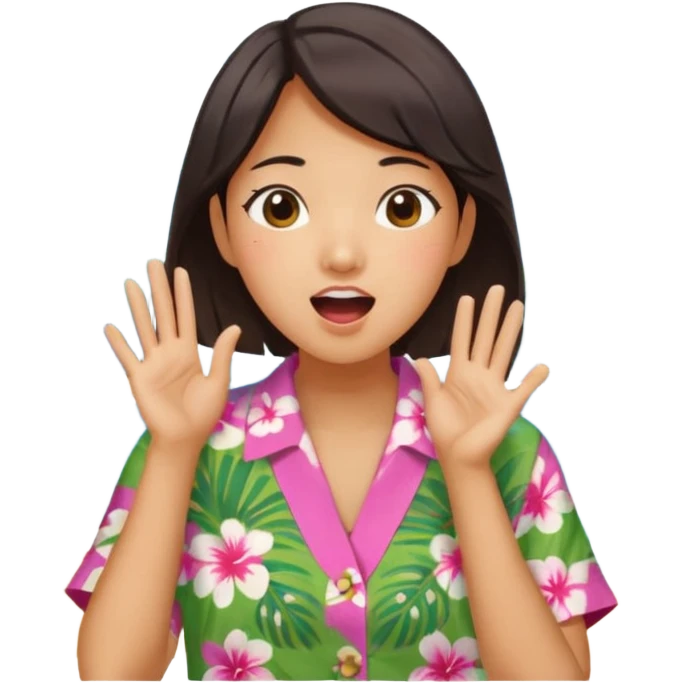 들뜬 표정의 20대 한국 여자, 여름 옷차림, 두 손으로 입을 감싸 “괌 가자~” 외치는 포즈. 민트색 배경, 밝고 유쾌한 광고 포스터 느낌,

옷이 더 하와이안 셔츠였음 좋겠어

입 손을 더 가까이 대줘 확성기 소리치는거처럼 emoji