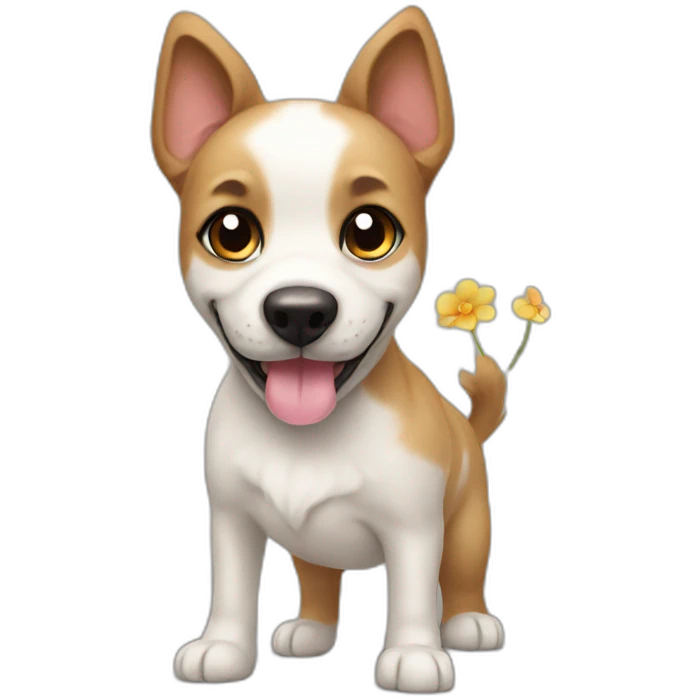 Dog with a flower tail emoji
