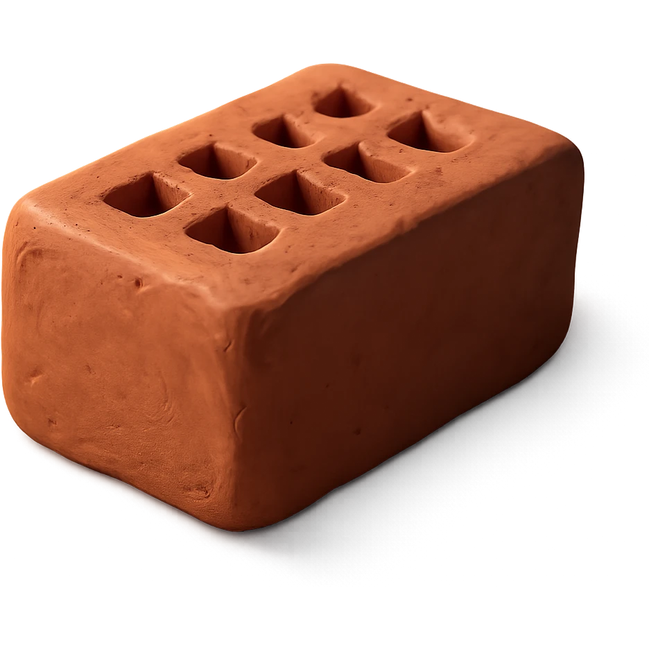 a single clay brick, detailed clay texture, claymation style, slightly rounded edges emoji