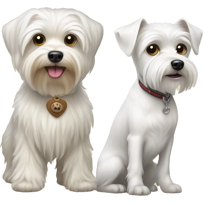  white maltese dog and biver York terrier   emoji