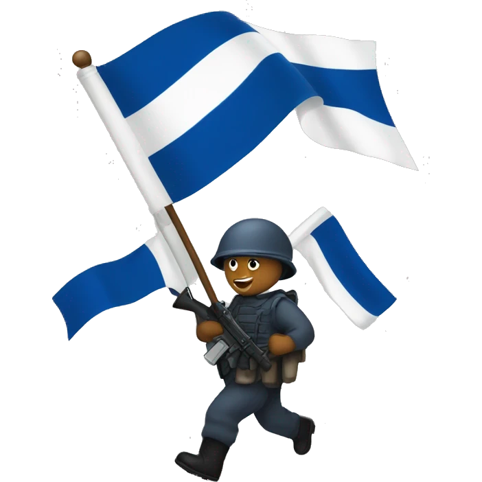 soilders pick up white-blue-white flag emoji