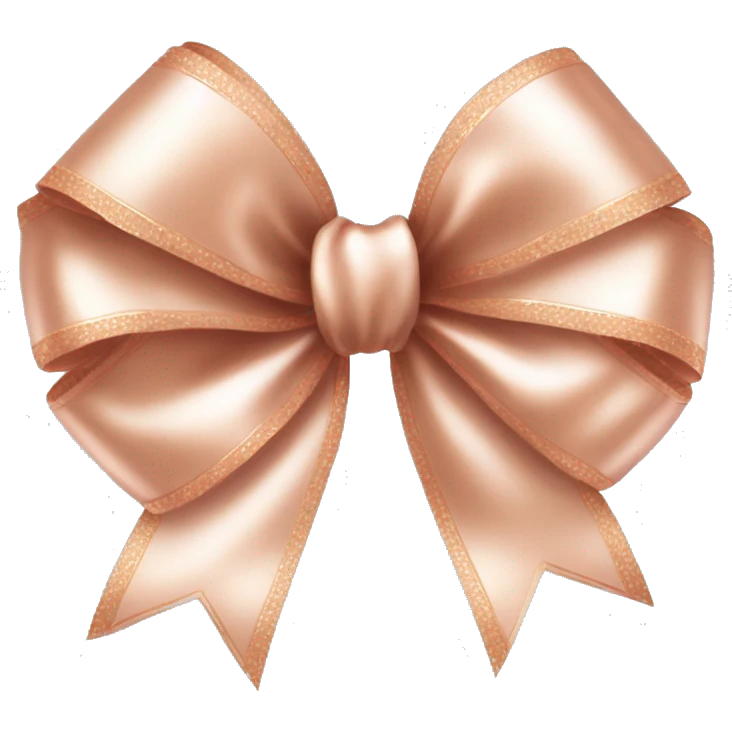 Realistic isolated rose gold ribbon bow with edges of the bow lined with white fur. emoji