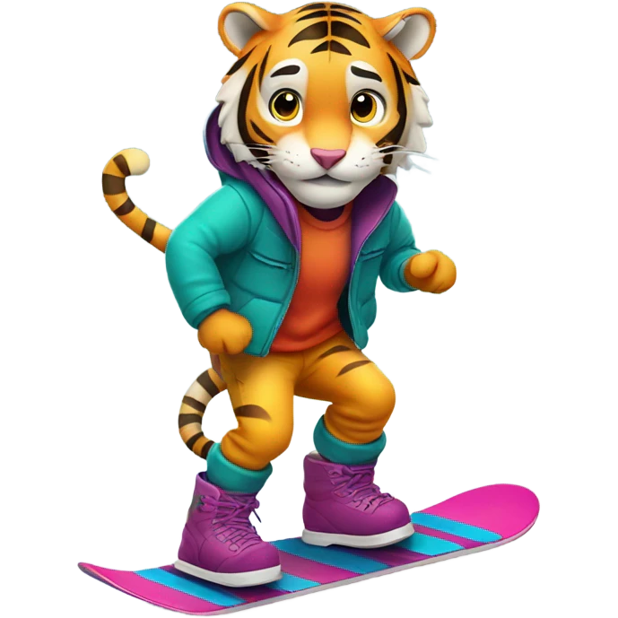 Tiger snowboarding  emoji