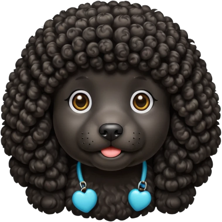 black poodle, round face emoji