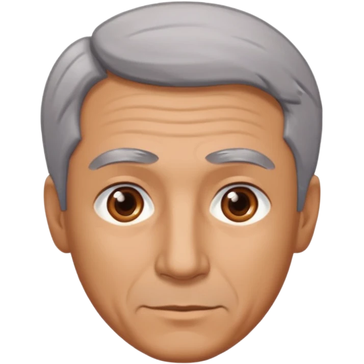 Illustrated emoji of a middle aged man with receding grey hair and brown eyes emoji
