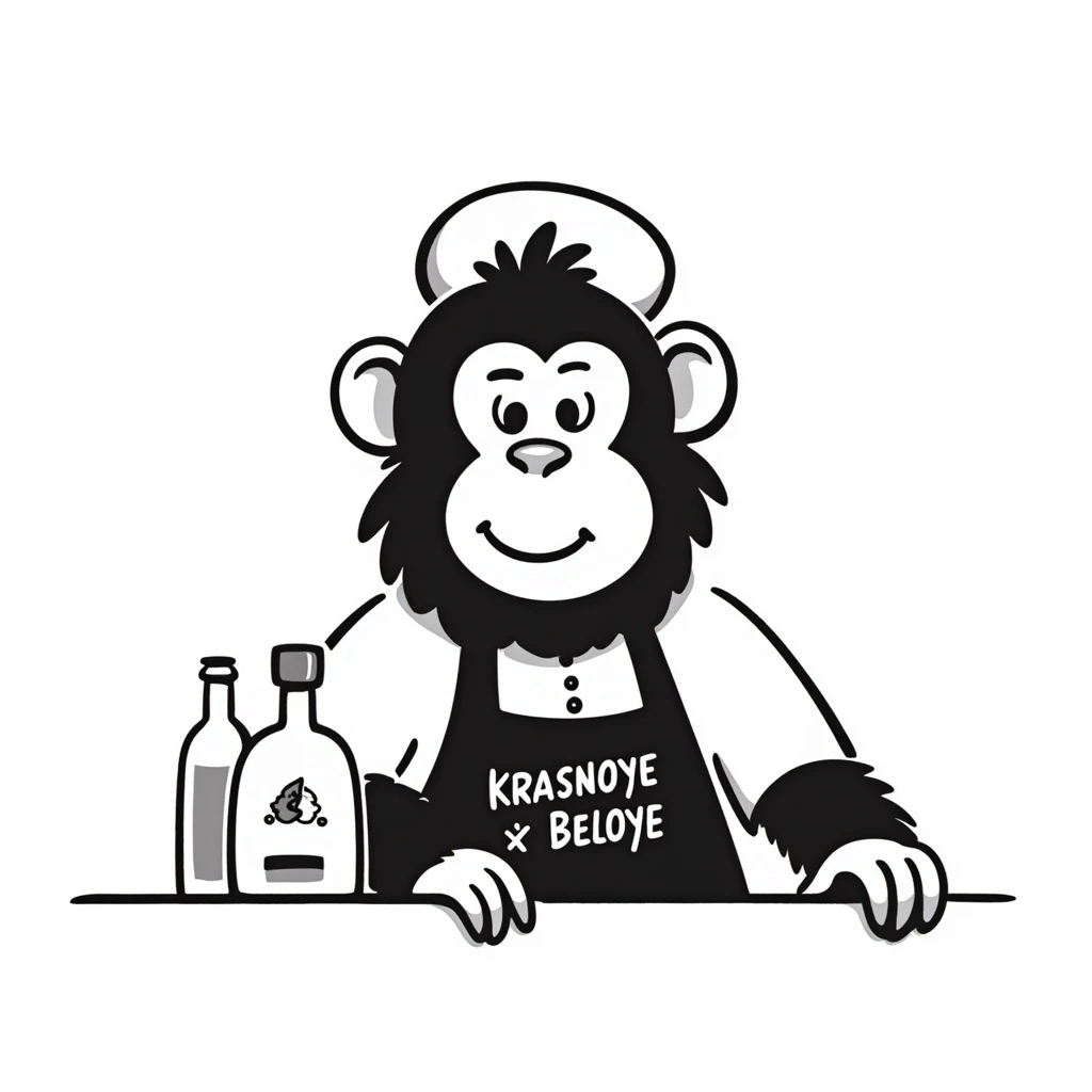 A monkey wearing a Krasnoye & Beloye uniform emoji
