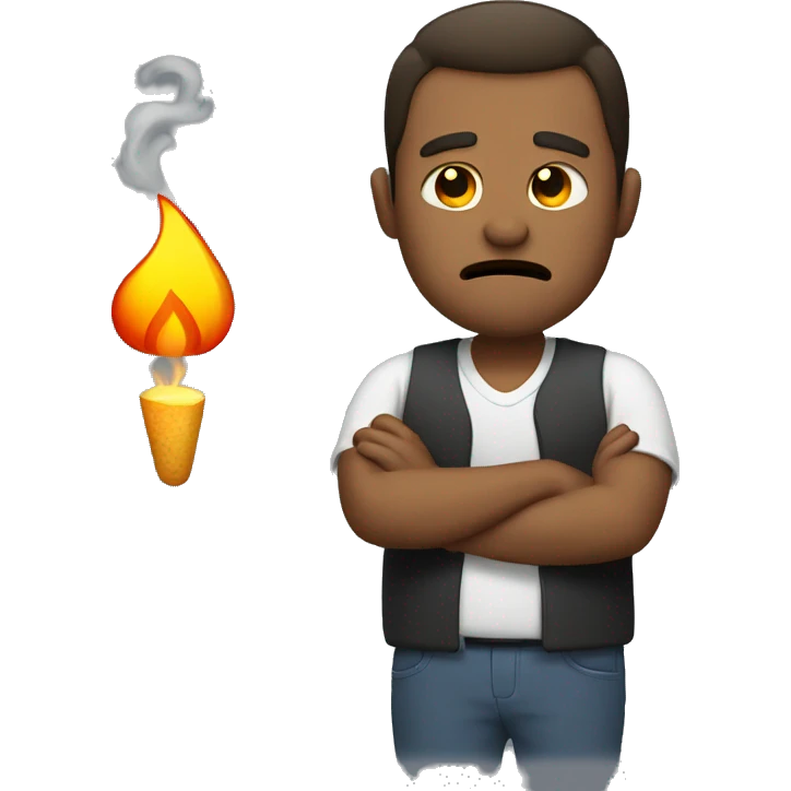 Sad man with burning indigestion  emoji
