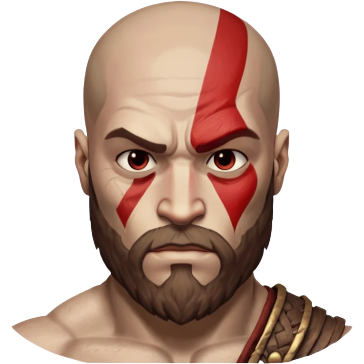 Visage de Kratos du jeu PlayStation a la perfection, c'est a dire que la marque rouge doit partir jusqu'à l'arrière du crâne  emoji