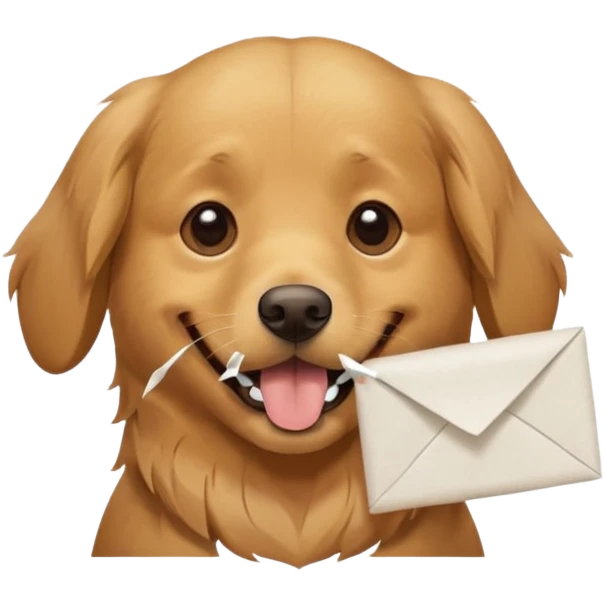 dog with chewed paper in mouth emoji