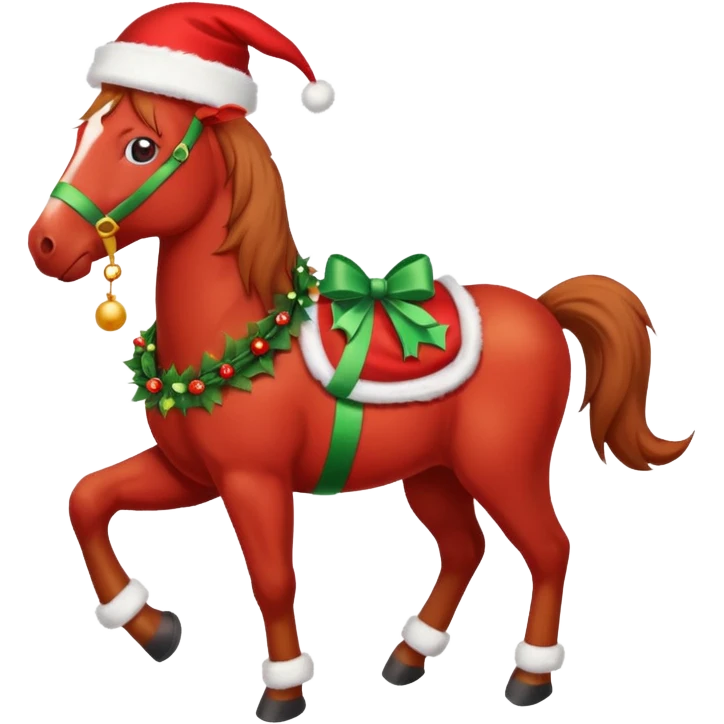 Christmas red horse with a full-length emoji