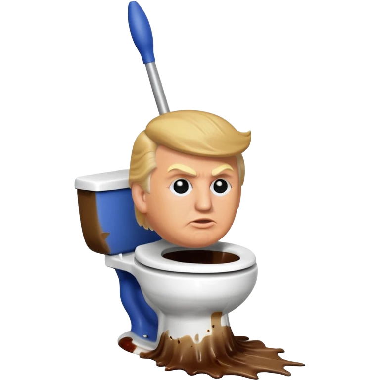 a donald trump shaped toilet brush with shit stains emoji